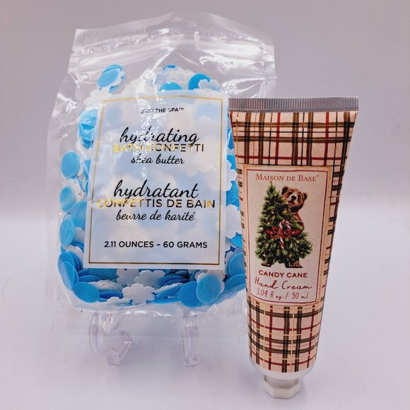 Holiday Bath Bundle Christmas Snowflake Bath Confetti & Candy Cane Hand Cream - Picture 1 of 7